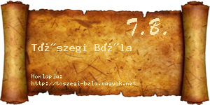 Tószegi Béla névjegykártya
